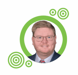 Headshot of Jason Hessler in a green circular background