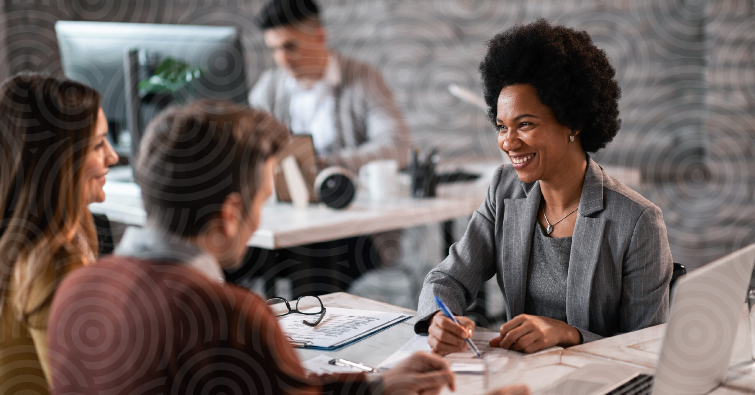 Financial advisor going through the process of customizable data gathering with a client.